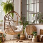 Slika pokazuje uređenje doma uz pomoć biofiličkog dizajna sa nameštajem od drveta i sobnim biljkama.